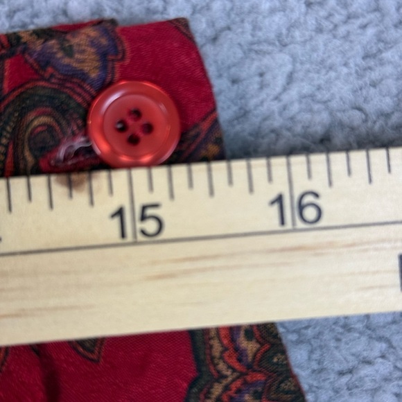 Women’s vintage pleated skirt red paisley print size 16 with pockets - Picture 4 of 9